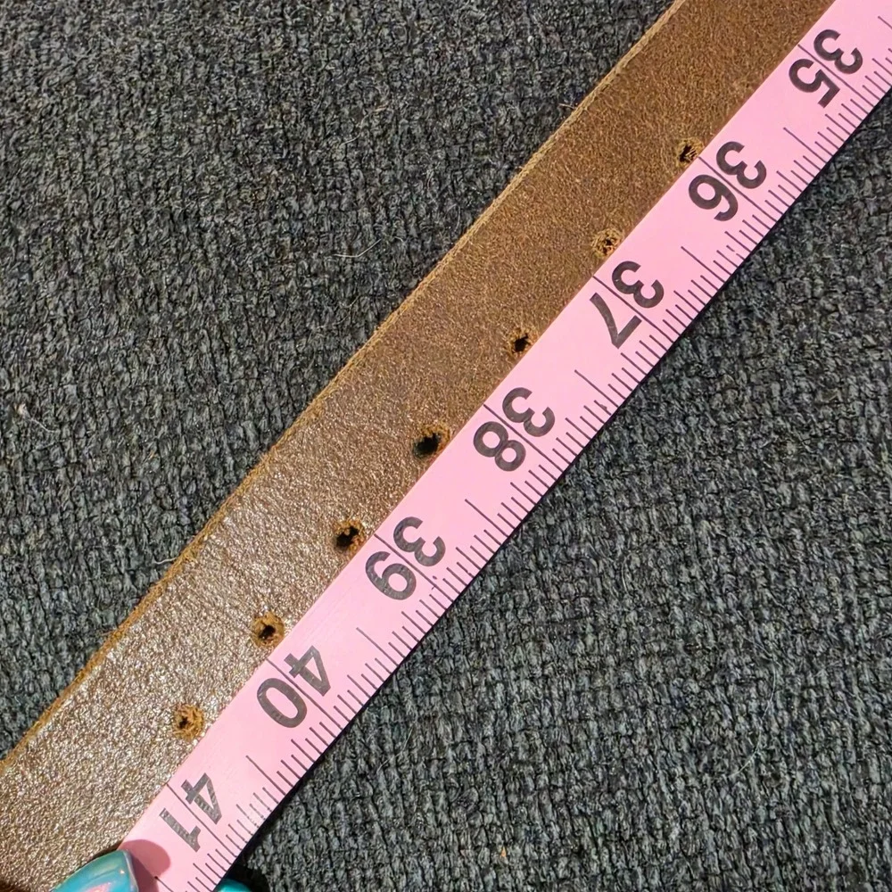 Vtg Marlboro Mens 36 38 40 Leather Belt Brown Brass Longhorn Star Buckle 1987